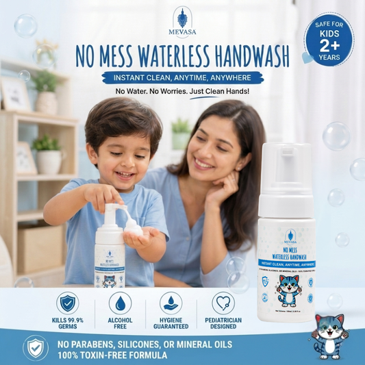 Advanced Waterless Foam Handwash 100ml | 100% Natural Plant-Based, Gentle for Baby & Kids | Instant Clean, No Rinse, Quick Absorb & Non-Sticky Hand Cleanser