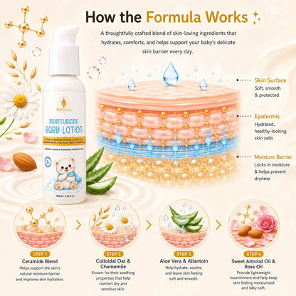 Mevasa Baby Lotion & Milky Body Wash | Gentle, Tear-Free & Moisturizing | 100ml Each
