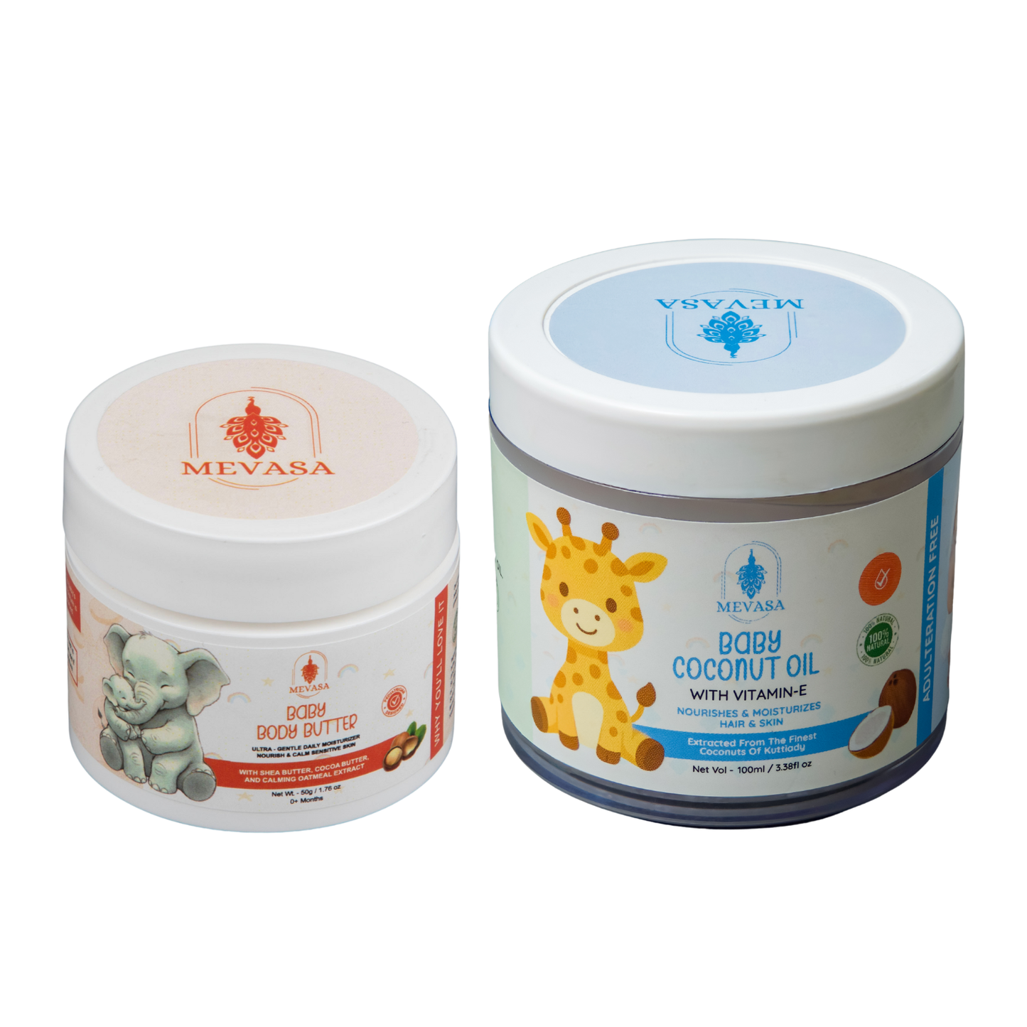 Mevasa Baby Care Combo set: Natural Virgin Coconut Oil for Massage & Hair Care & Baby Moisturizing Lotion for Dry & Sensitive Skin, Pack of 2