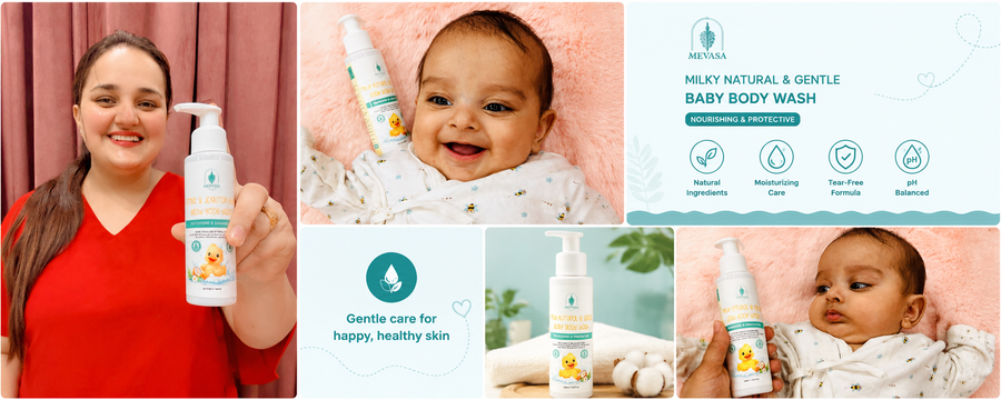 MEVASA Milky Natural & Gentle Baby Body Wash | Tear-Free, pH Balanced, Baby & Kids