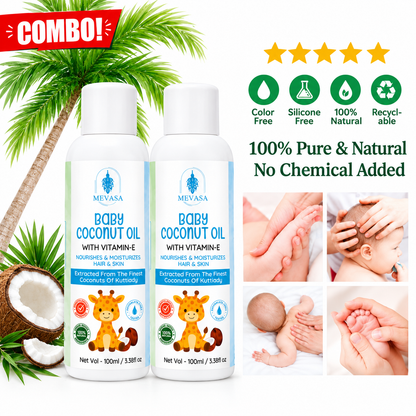 Virgin Coconut Baby Massage Oil with Vitamin E – 100% Natural
