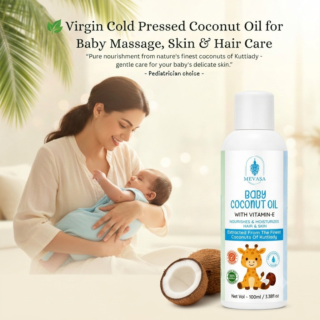 Virgin Coconut Baby Massage Oil with Vitamin E – 100% Natural
