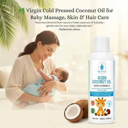 Virgin Coconut Baby Massage Oil with Vitamin E – 100% Natural