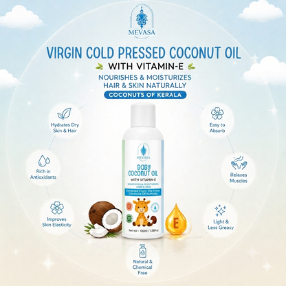 Virgin Coconut Baby Massage Oil with Vitamin E – 100% Natural