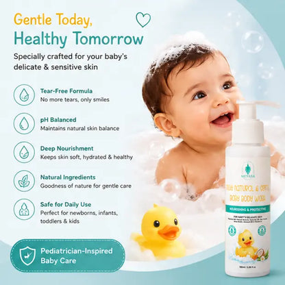 Mevasa Baby Ceramide Face Cream & Gentle Milky Baby Body Wash | Tear-Free, pH Balanced