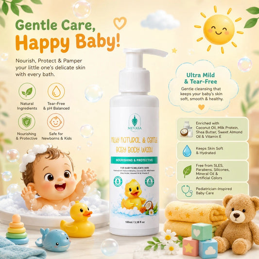 MEVASA Milky Natural & Gentle Baby Body Wash | Tear-Free, pH Balanced, Baby & Kids