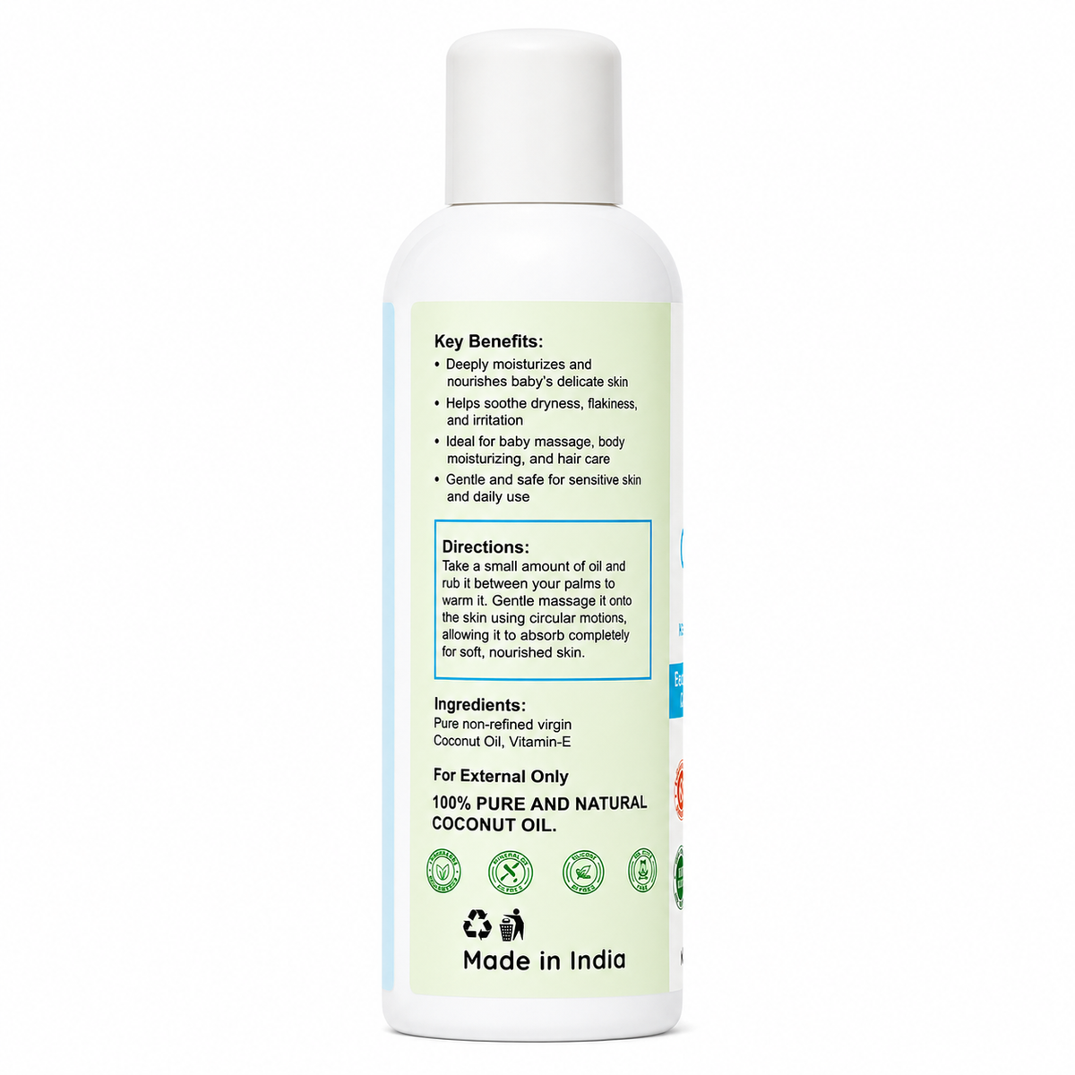 Virgin Coconut Baby Massage Oil with Vitamin E – 100% Natural