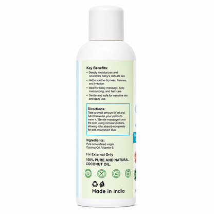 Virgin Coconut Baby Massage Oil with Vitamin E – 100% Natural